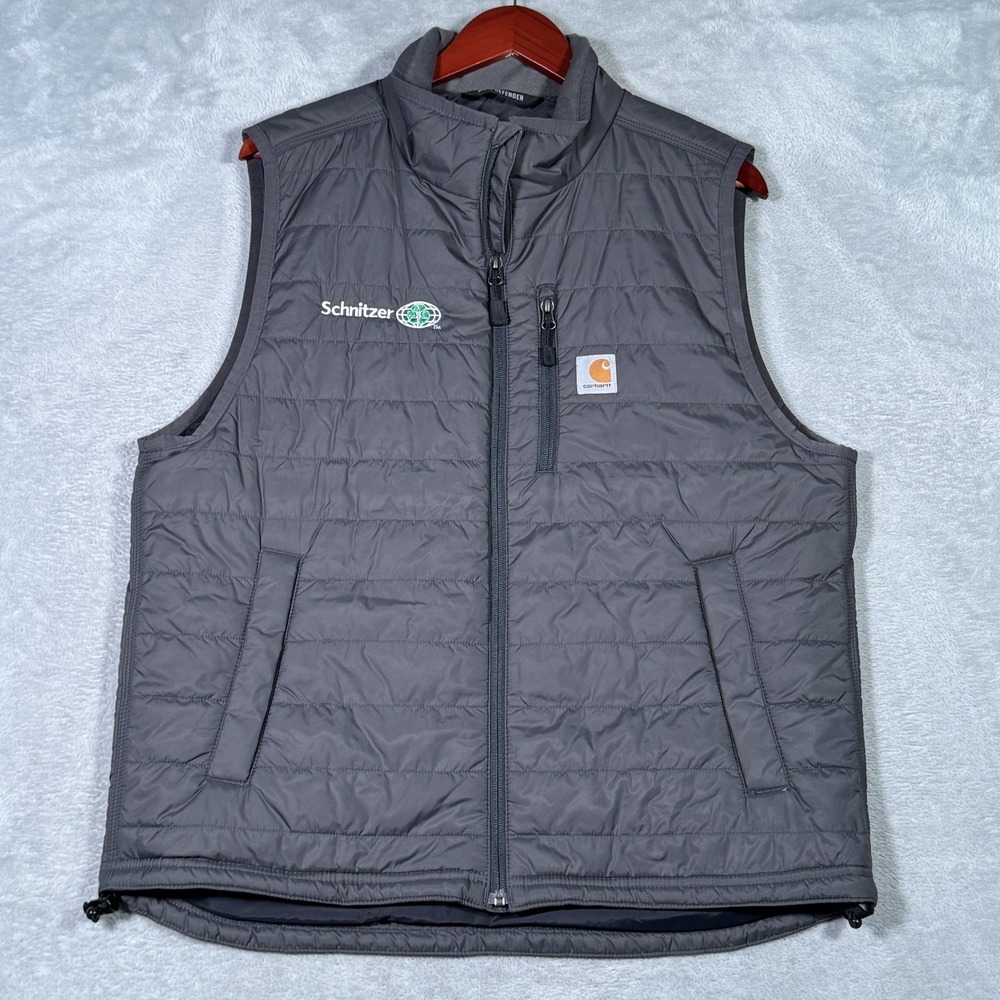Carhartt Vest Mens L Gray Rain Defender Quilted Insulated Full Zip‎ Gilliam